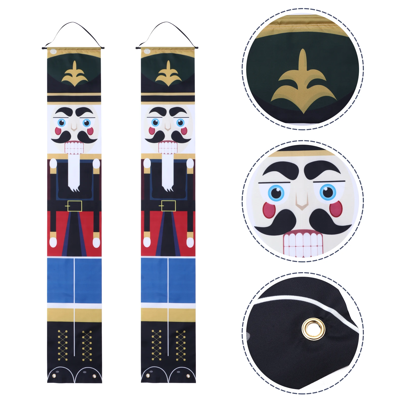 

Nutcracker Soldier Couplet Christmas Door Decorations Polyester Banners Holiday Atmosphere Reusable Bright