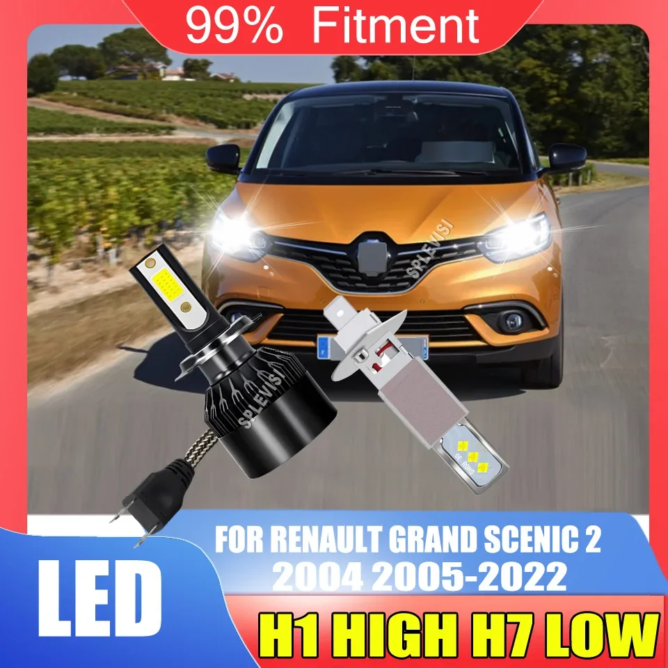 H7 H1 Car LED Headlight Bulb 12v 60W 6000LM -can see road markings obstacles For RENAULT GRAND SCENIC 2 2004 2005 2006 2007-2022