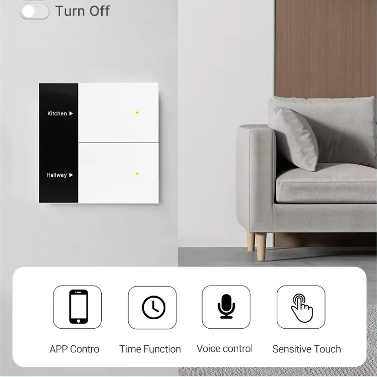 Tuya 86 Box Zigbee Smart Wall Switch, Zero Fire Light Button Switch with DIY Name Display Smart Home Module