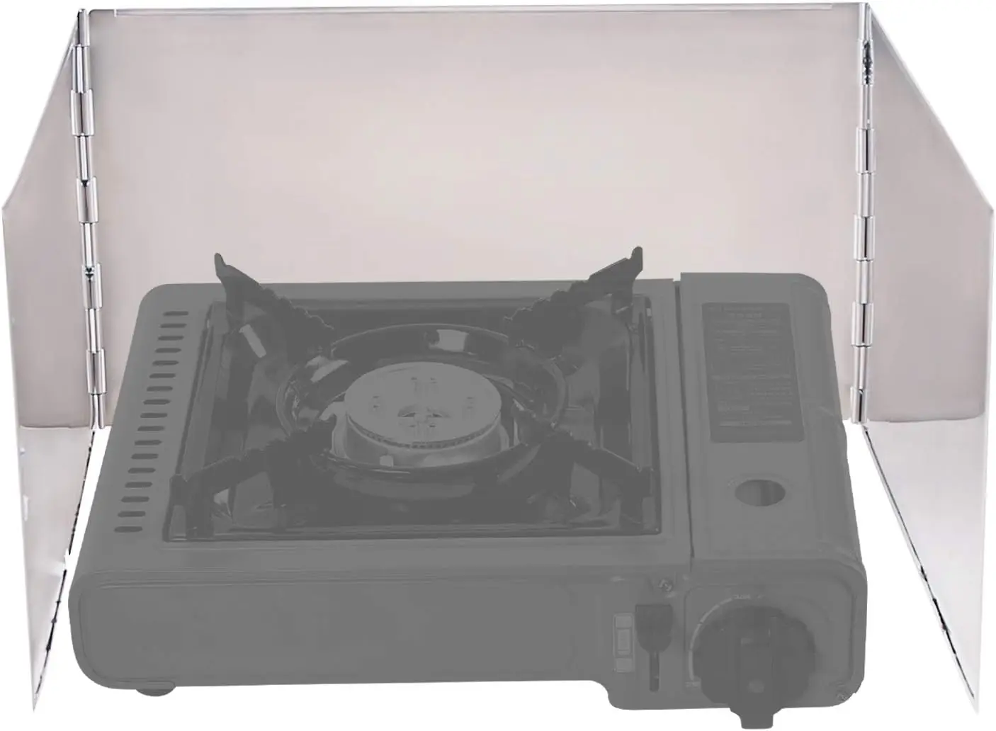 

Складное ветровое стекло из нержавеющей стали для кемпинга, портативное лобовое стекло с бутановой горелкой - серебро