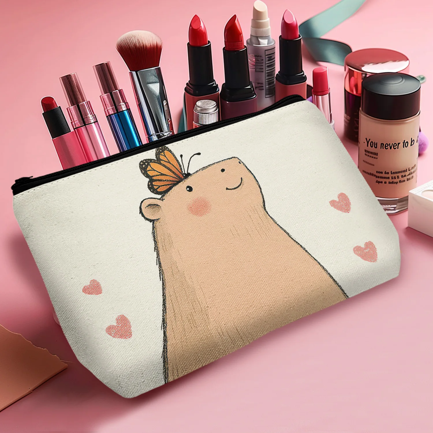 1Pc Funny Capybara Animal Lover Makeup Bag Birthday Christmas Gifts For Women Coworkers Animal Bestie Makeup Bags A