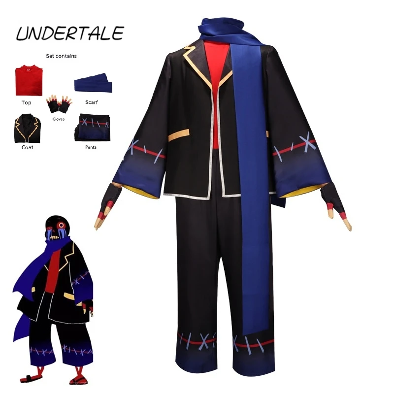 

Game Undertale Frisk Cosplay Costume Top Pant Coat Scarf Outfits Fantasia Anime Men Women Halloween Carnival Disguise Clothes