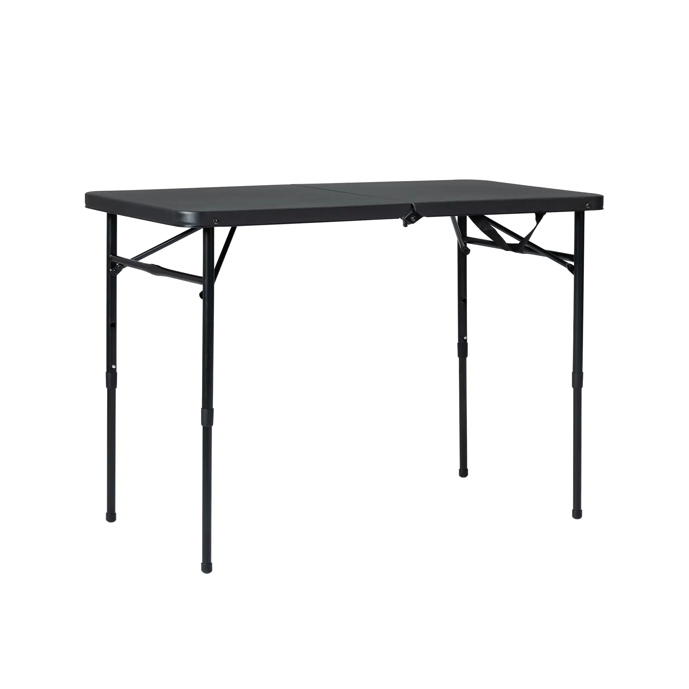 40"L x 20"W Plastic Adjustable Height Fold-in-Half Folding Table, Rich Black image 3