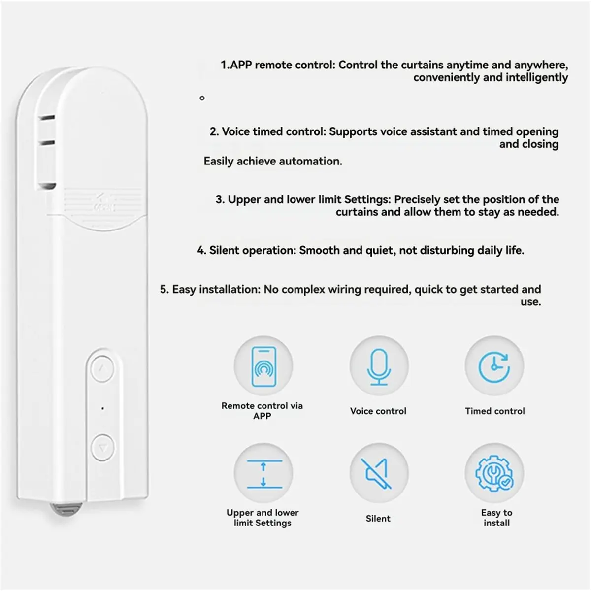 *X07A Tuya WiFi Solar Smart Shade Roller Blinds Motor Driver Electric Curtains Solar-Charging APP Control UK Plug view 5
