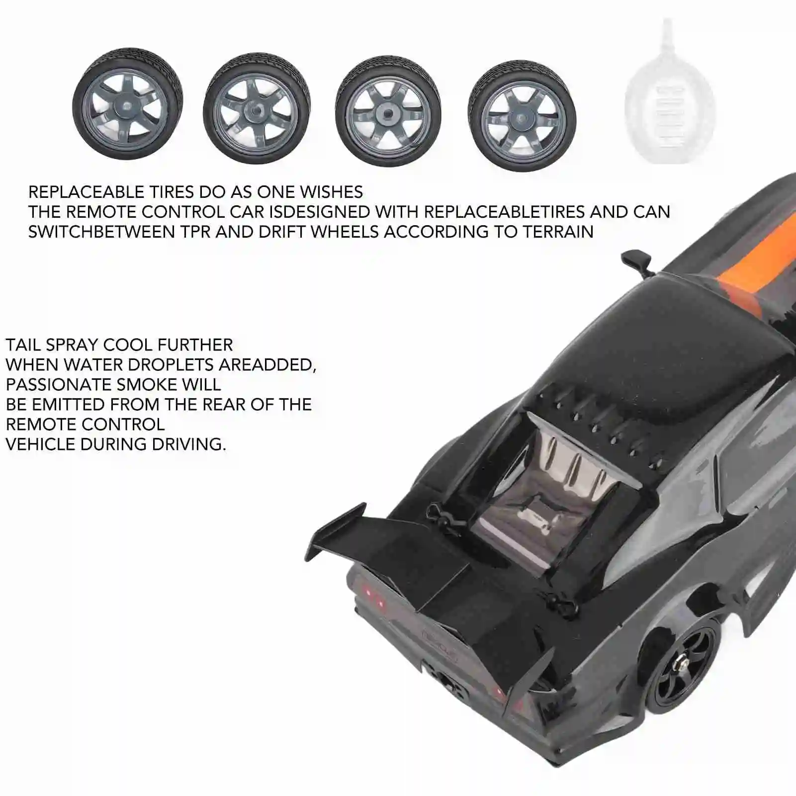 Coche de carreras RC 2,4 Ghz coche RC 16A04 1/16 coche de derrape RC simulado tracción en las 4 ruedas con luz LED coche RC para entretenimiento más de 6