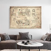 Classic R-Resident Map Evil Posters The Spencer Mansion Plan Gamer Prints Canvas Painting Wall Art Pictures boy Room home Decor 2