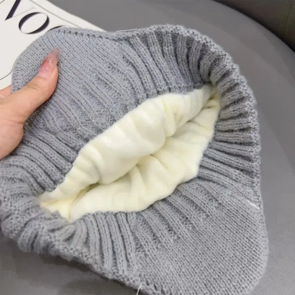 Fashion Thickened Knitted Hat Warm Windproof Ear Protector Cap Soft with Earmuffs Knit Cap for Outdoor Sports