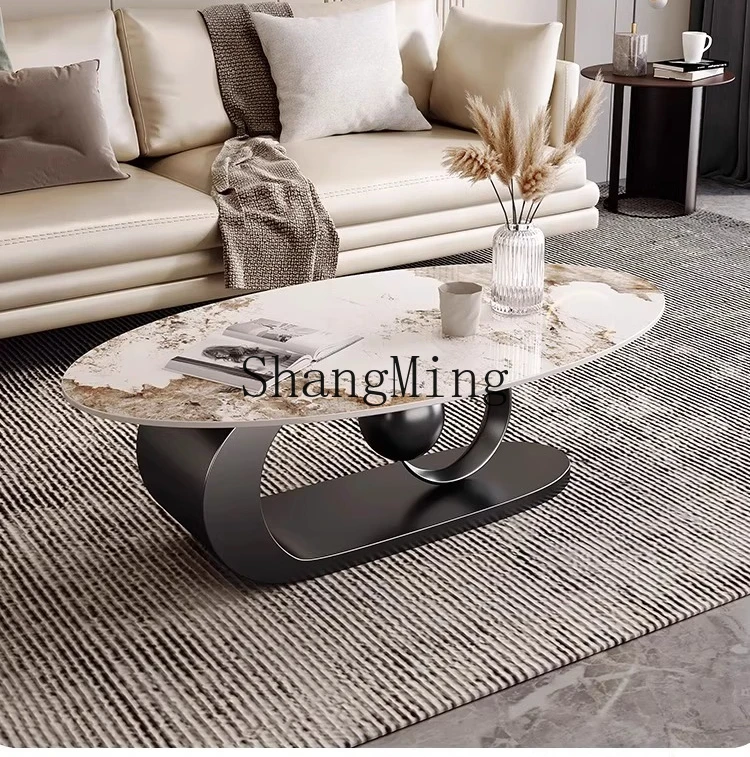 

CL rock slab coffee table light luxury living room household oval tea table small apartment modern simple tea table