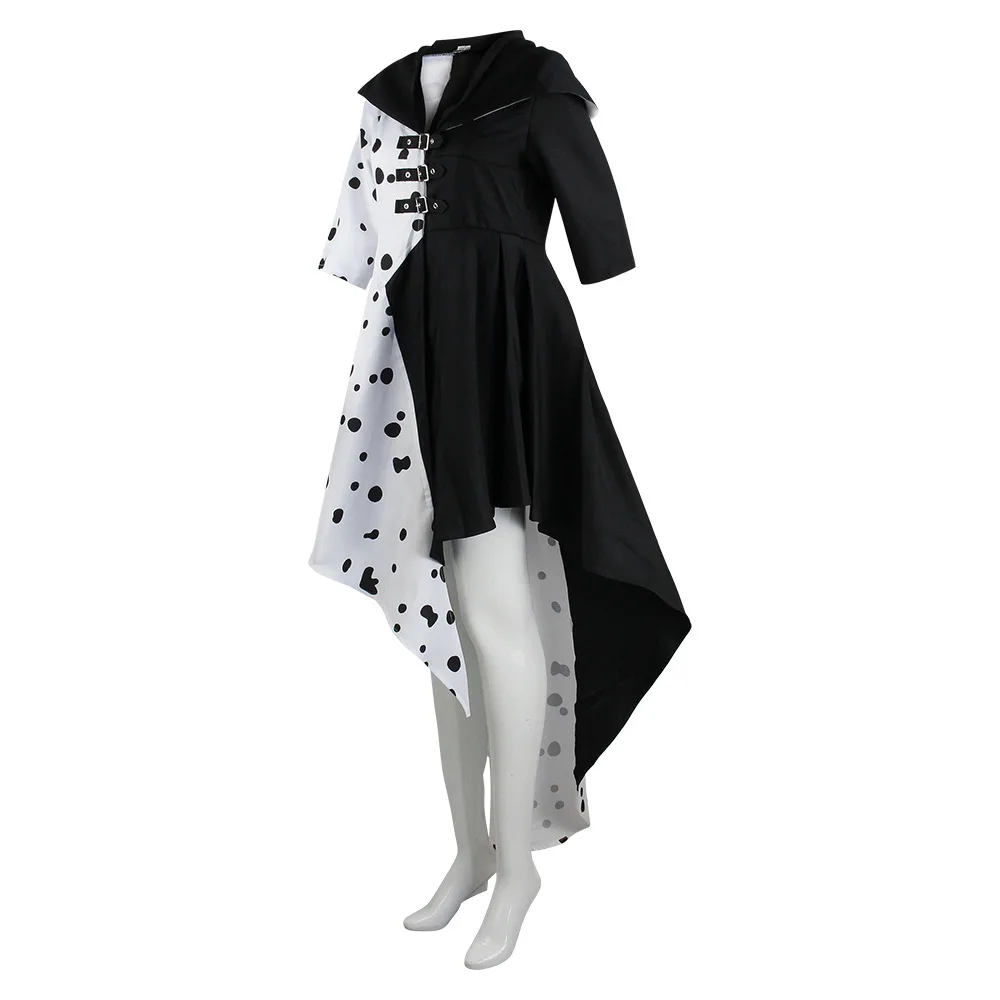 loween 0 Dalmati Cosplay Bla White Devil Cruella De Vil Spotted Dr Performance Costume Cotone Tradizionale Eth...