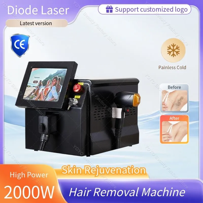 2000W New Ice Platinum Diode Laser 755nm 808nm 1064nm Triple Wavelength Diode Laser Hair Removal Machine Skin Rejuvenation