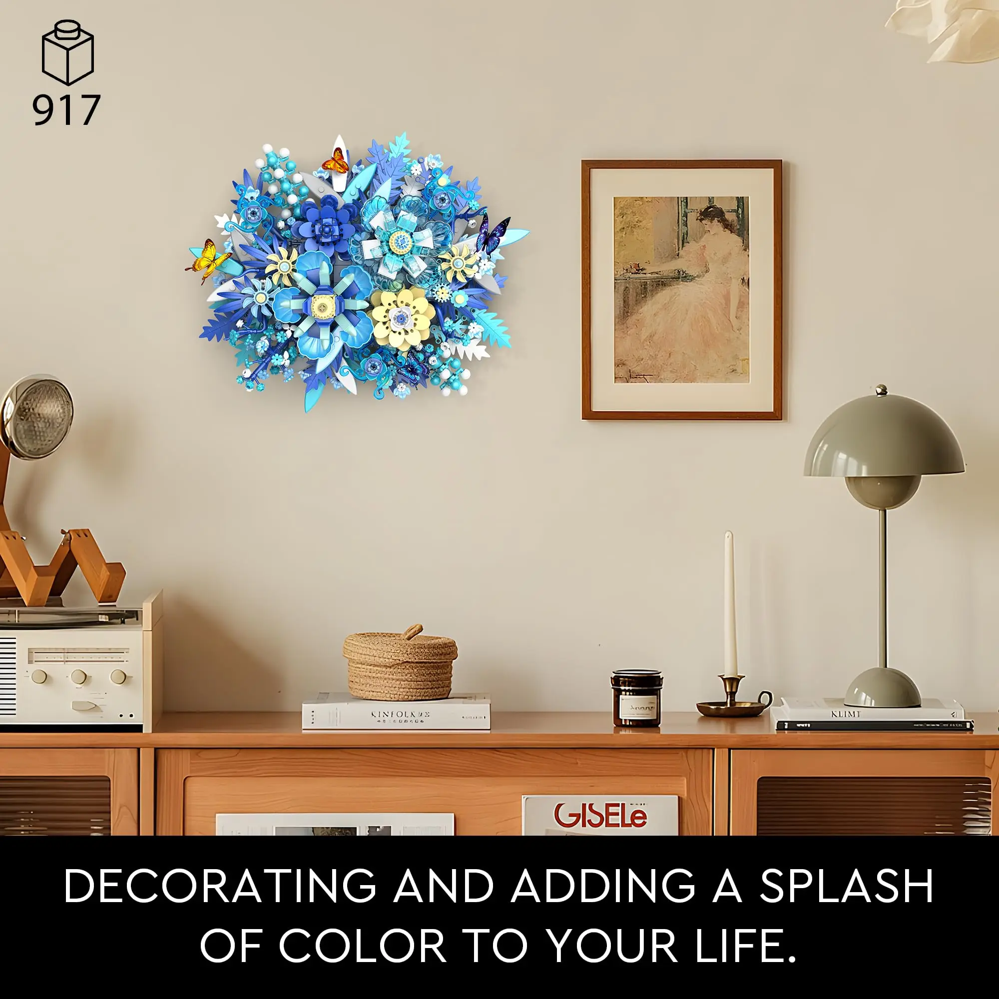 965pcs Baubles Flowers Building Sets Creative Building Blocks Bouquets Botanical Collection Gifts for Adults Table or Wall Decor