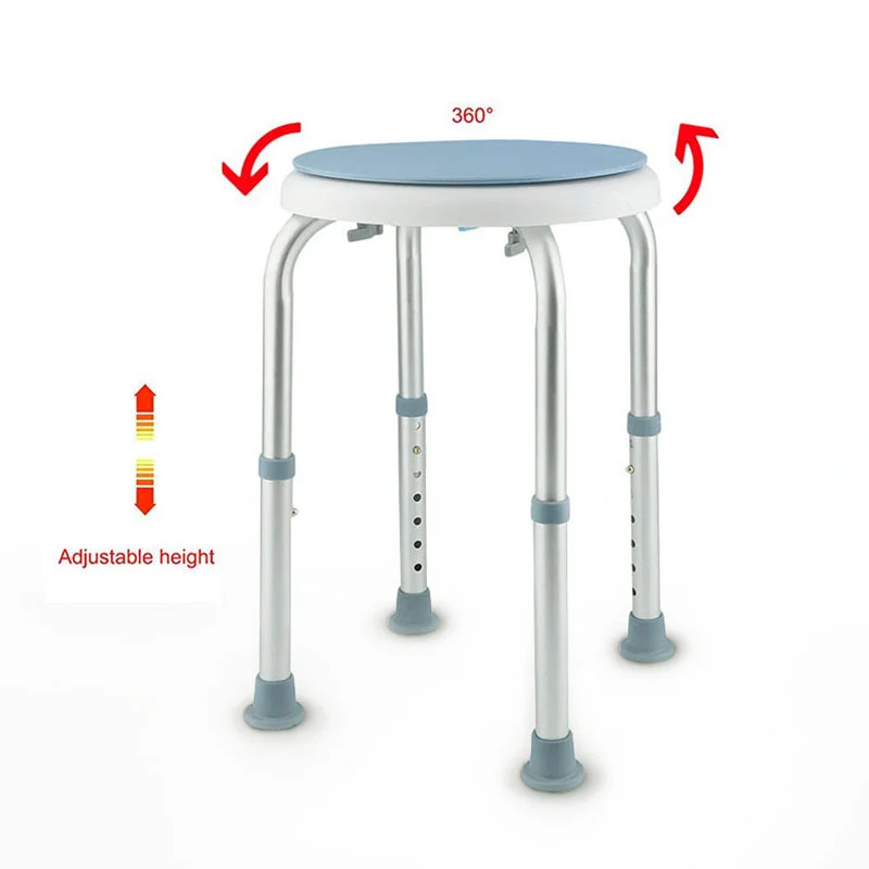 Aluminum Alloy Bathroom Chair Children Elderly Toilet Stool Maternity Seat Round 360 Degree Rotating Folding Shower Seat