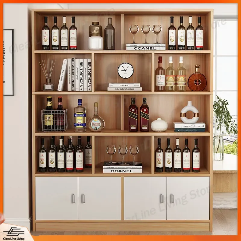 Modern Wall-Mounted Wine Cabinet for Living Room Small Apartment TV Stand Sideboard Display Rack Storage Unit with Shelves