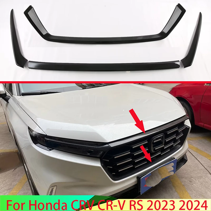 For Honda CRV CR-V RS 2023 2024 Car Accessories Piano Black Front Center Mesh Grille Grill Cover Radiator Strip Trim Decoration