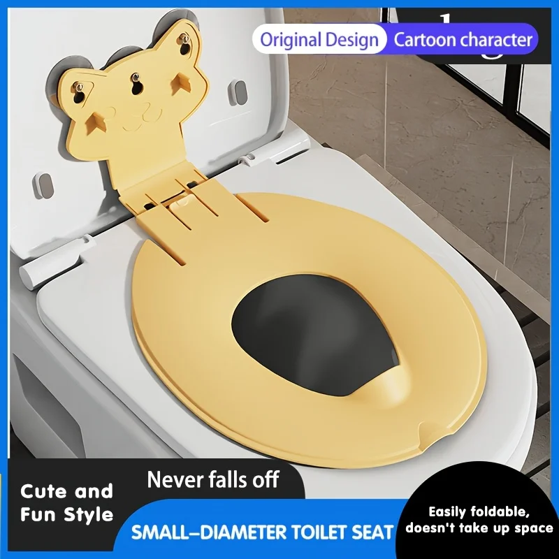 Portable Foldable Toilet Seat Cover Cute Cartoon Pattern Washable Fade Resistant Home Toilet Cushion Cover Not for Smart Toilet