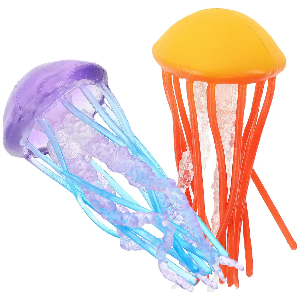 

2Pcs Mini Simulation Jellyfish Marine Creature Decor Educational Ocean Theme Kids Interactive Cognitive Small Reef Decoration