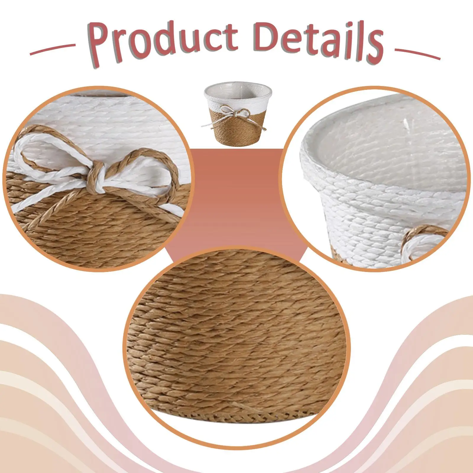 Handmade Plant Basket Paper Rope Flowerpot Holder Indoor Outdoor Decoration for Office Balcony Terrace