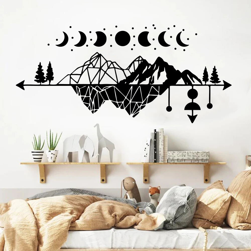 Geometric Mountain Mystical Moon Phases Wall Sticker Decal Boho Arrow Geography Wildlife Baby Nursery Kids RoomDecor