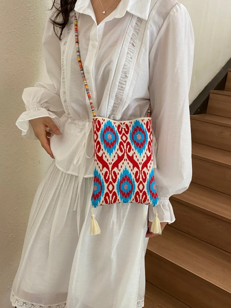 Tassel Pattern Ethnic Style Women's Crossbody Bag Summer 2026 Color Rope Fashion Versatile Handbag Trendy Shoulder Bag