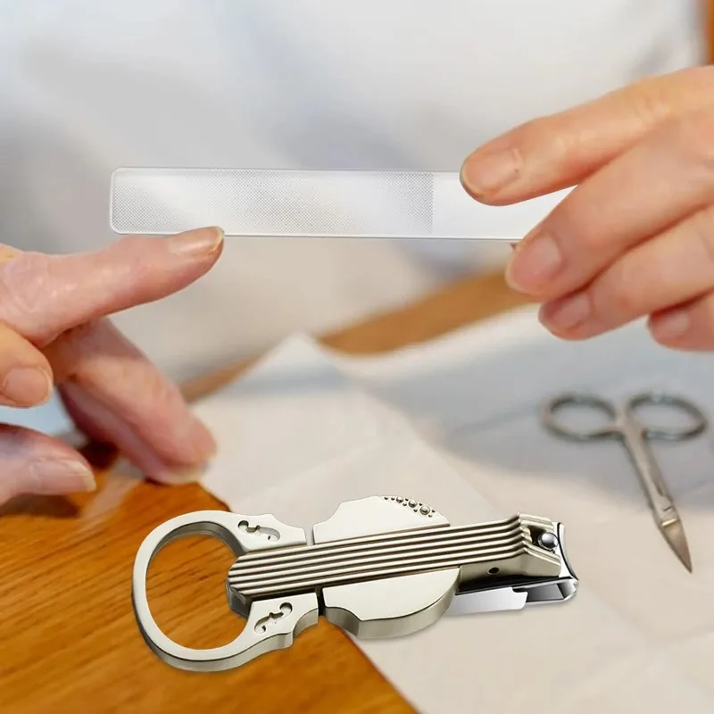 Violin-Shape Nail Clipper Professional Fingernail Cutter with Magnifier and Bottle Opener for Home Salon Travel Durable Gift