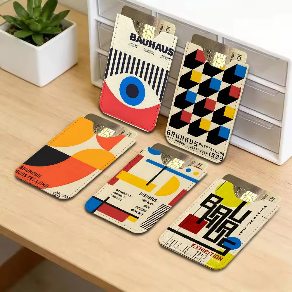 Mid Century Modern Bauhaus Abstract Geometric Credit ID Business Card Holder, Practical Pocket Gift for Outdoor Driving