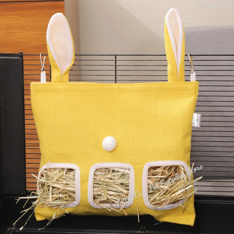 أرنب الأذن القش المغذية كيس معلق الأرنب تغذية حقيبة 2/3 ثقوب تخزين القش حامل للهامستر شينشيلا خنزير غينيا الحيوانات الأليفة الصغيرة