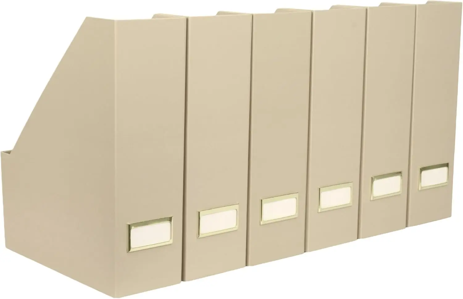 

Набор из 6 складных коричневых (тапи) держателей для журналов с держателями для этикеток | Вертикальный органайзер для стола, полок и домашнего офиса