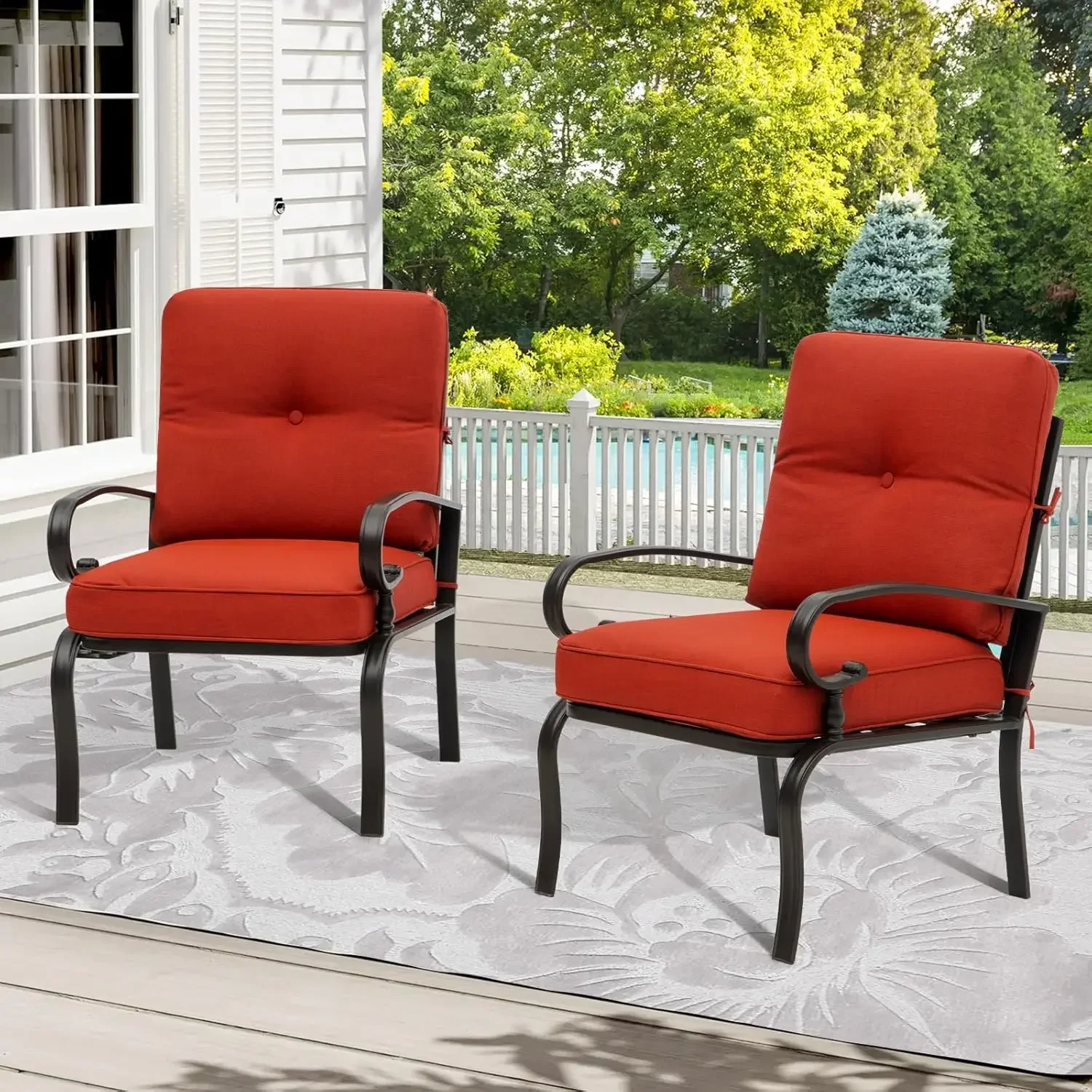Red Outdoor Metal Bistro Chairs Garden Seating Dining Furniture Set