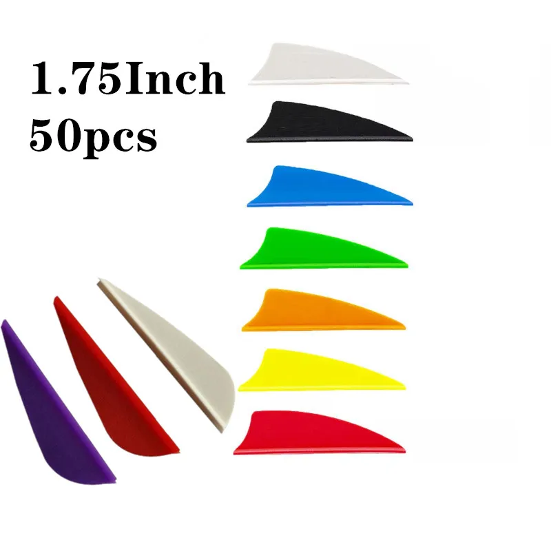 50pcs 8 Color High Quality Arrow Feather 1.75'' Plastic Vans Feather DIY Arrows for Archery Hunting Shooting