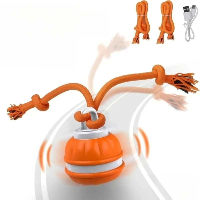 Smart Dog Toys Interactive Teasing Ball With Motion Activated Automatic Moving Squeaky Dog Toy Balls Puppy Chew Toys Knot Rope