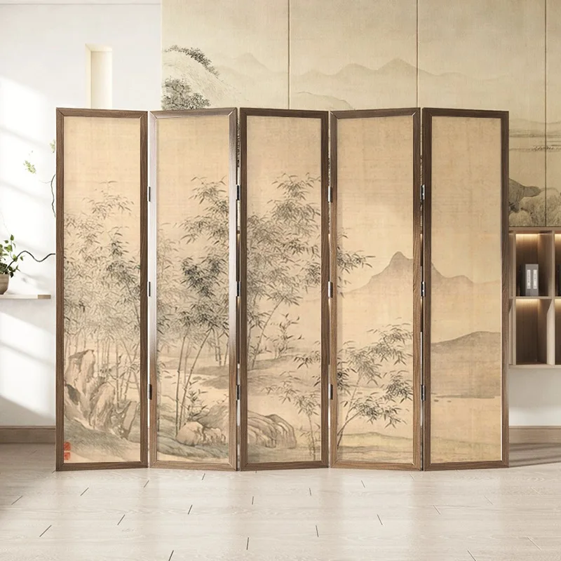 Customized. Aesthetics Classical Style Subareas Screens Living Room Covering Foldable Mobile Tea Room Solid Woo