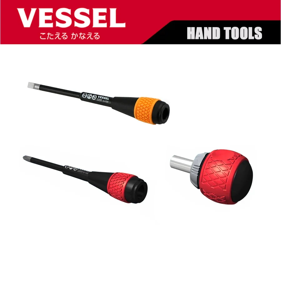 Conjunto de chave de fenda VESSEL Chave de fenda catraca para economia de trabalho Cross One Eletricista Isolado Quick Driver 2200BS-1