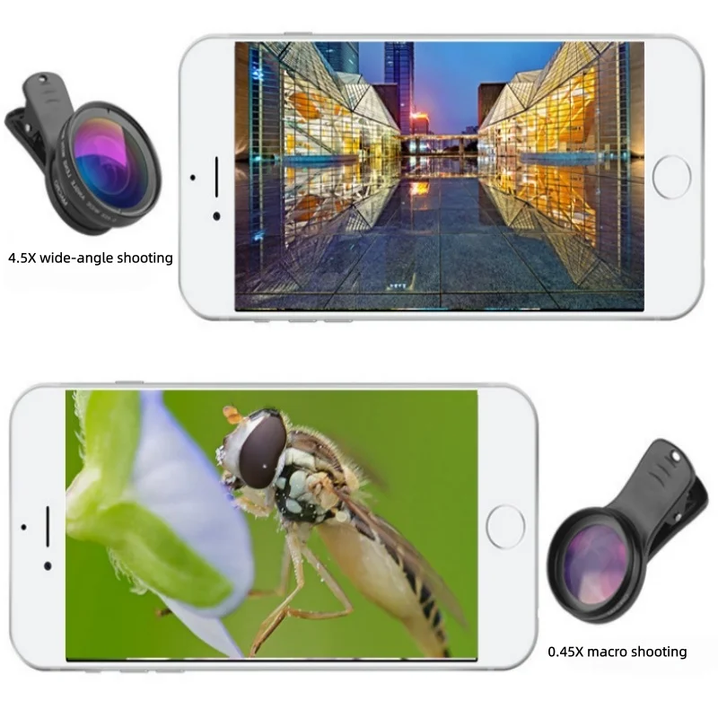 عدسة قطعة أثرية لكاميرا الهاتف المحمول 0.45 زاوية واسعة + 15X ماكرو اثنين في واحد اهتزاز سيلفي HD زاوية واسعة خارجية #4