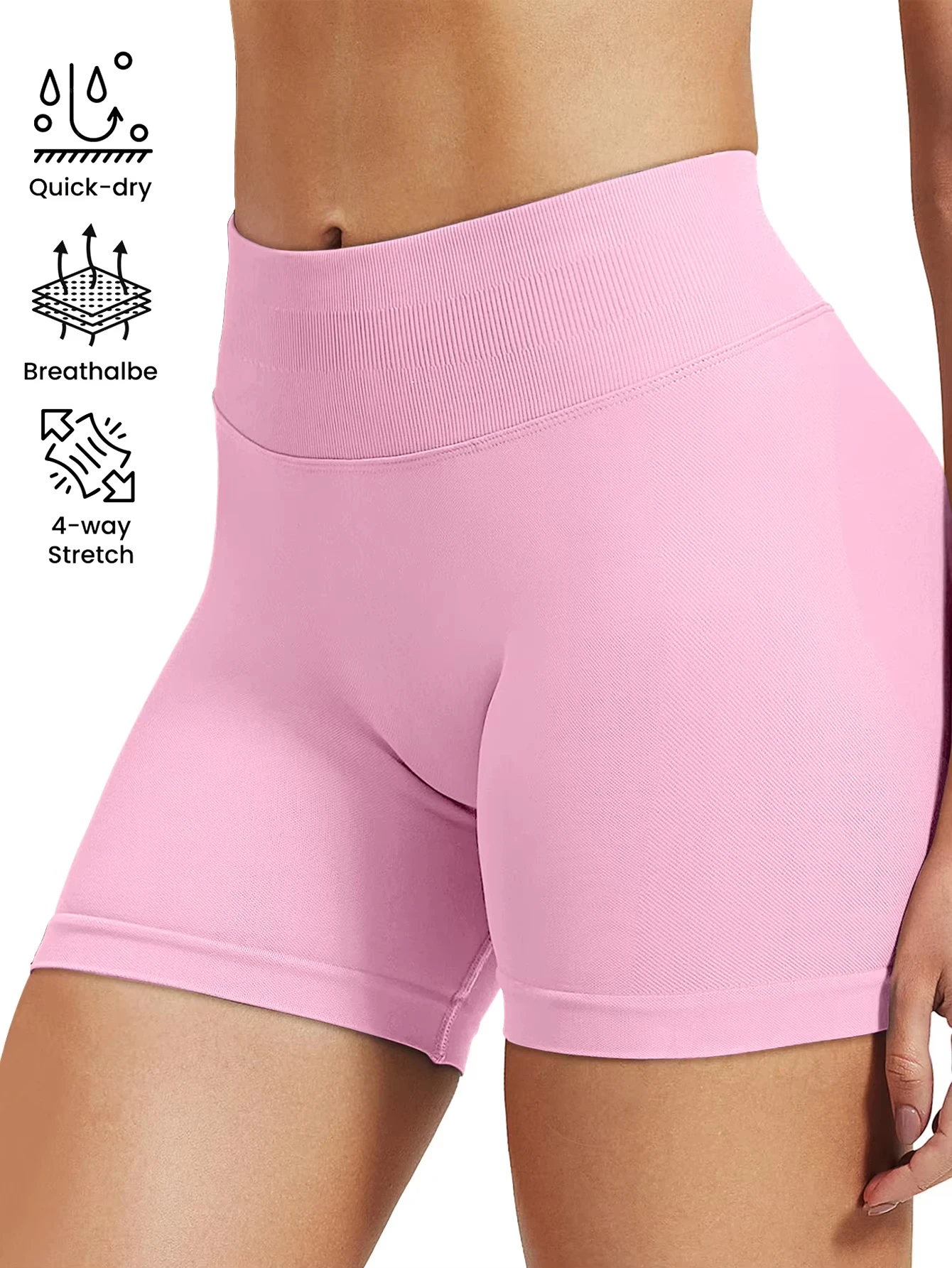 Women Elastic Shorts Casual High Waist Tight Fitness Slim Skinny Bottoms Summer Solid Sexy  Cycling Shorts Sweatpants