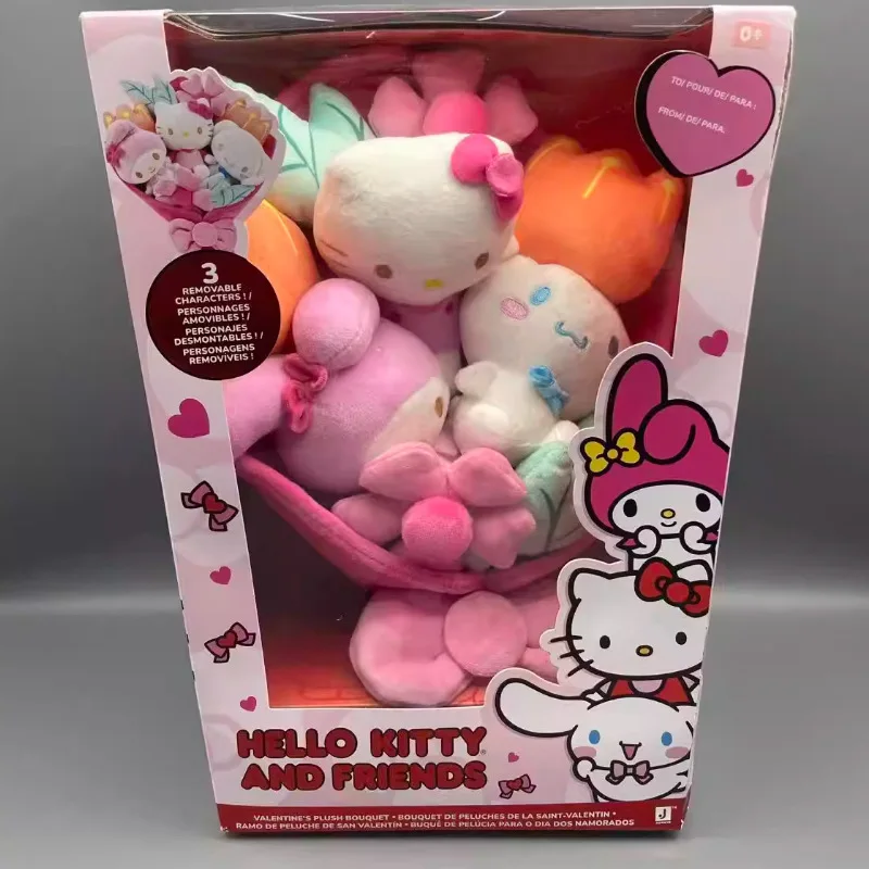 

Kawaii Hellokitty Sanrio Plush Doll Detachable Bouquet Handheld Flower Christmas Gift for Women Fans Collection Decor