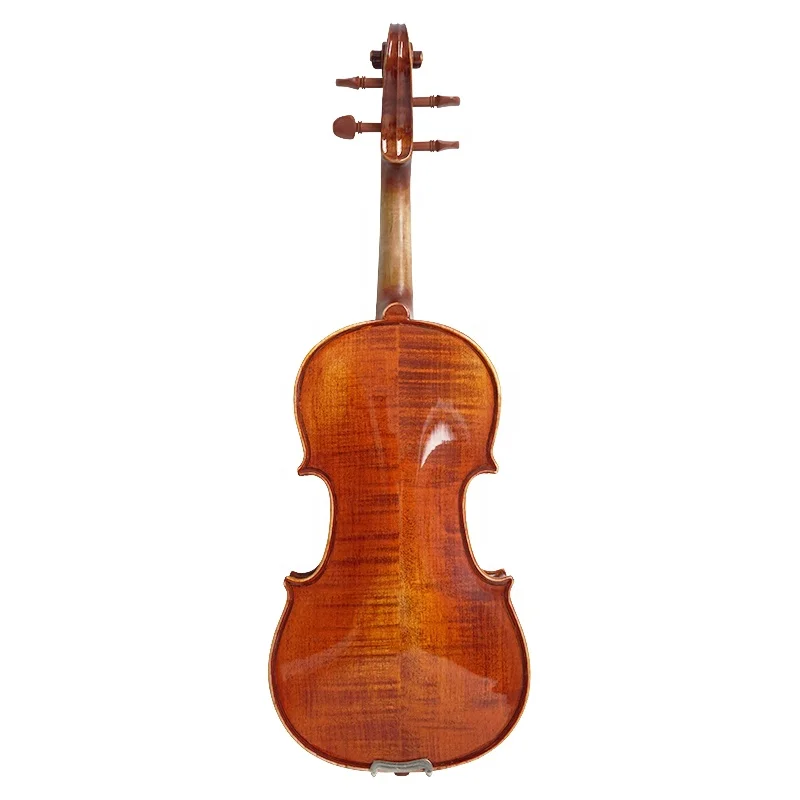 Hot Sale Half Handmade Varnish Gloss Red Brown Flame Maple Carved Purfling Solid Violin High Quality String Instruments