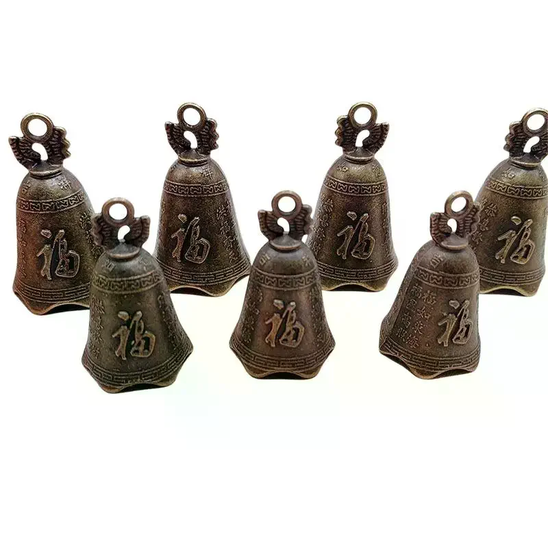 Feng Shui Bells Rustic Zinc Alloy Chinese Fortune Hanging Wind Chime for Car Door Home Garden Decoration