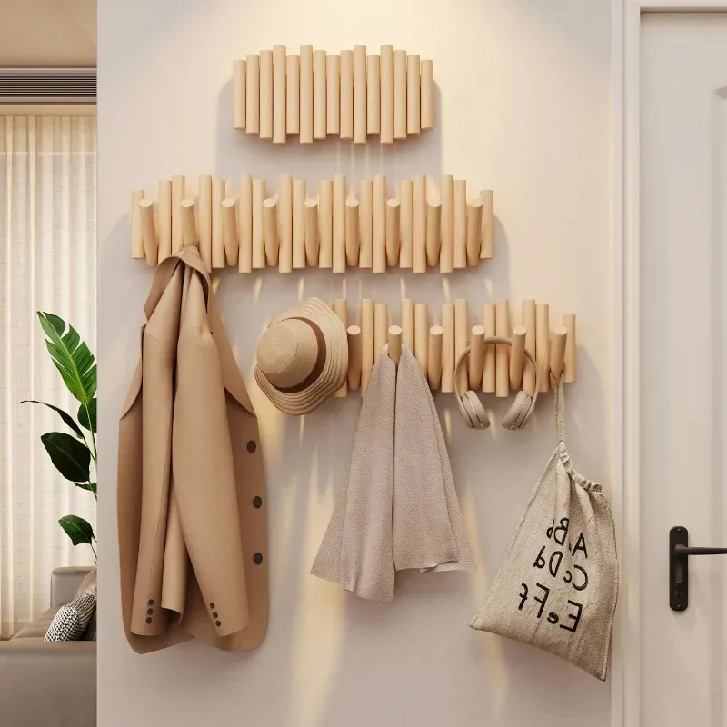 Креативные настенные вешалки для одежды в виде клавиш пианино, декор для прихожей, крючки из массива дерева, украшение для дома, домашнее хранение