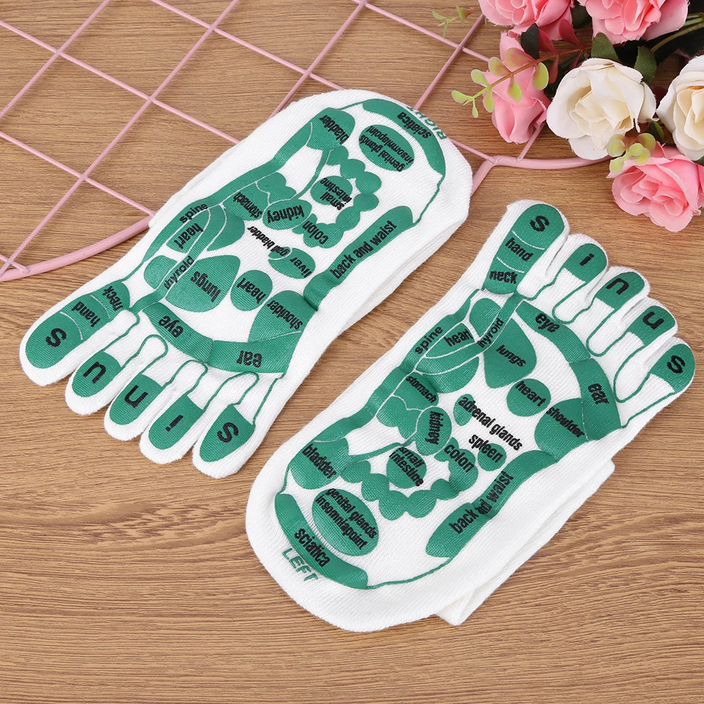 خمسة أصابع نقاط الوخز التوضيح الجوارب تنفس ريفليكسولوجي نقطة الوخز الجوارب مرنة سهلة التنظيف مريحة للمنتجعات الصحية المنزلية #3