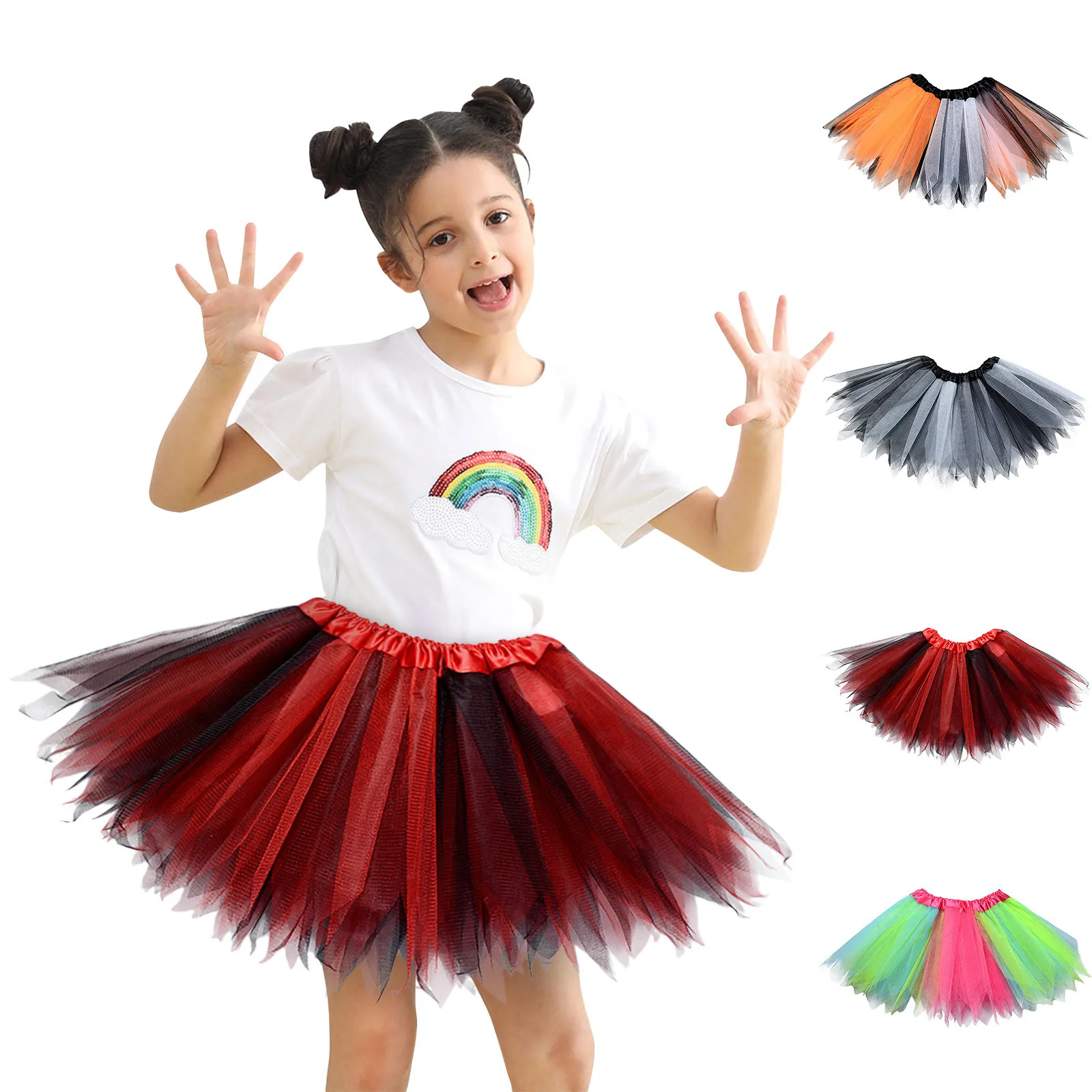 

2024 Carnival Short Tutu Skirt Costume Multi-Color Dance Dress Clothes Fashionable Festival Performance Short Skirt For Girl