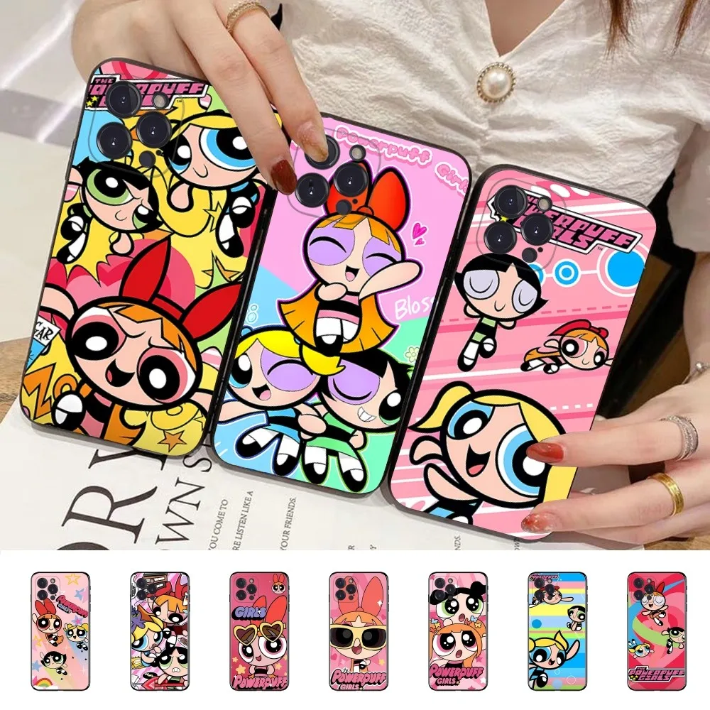 Cute Cartoon P-Powerpuff Girls Mobile Phone Case For IPhone 16 15 14 11 12 13 Mini Pro XS Max Cover 6 7 8 Plus X Funda Shell