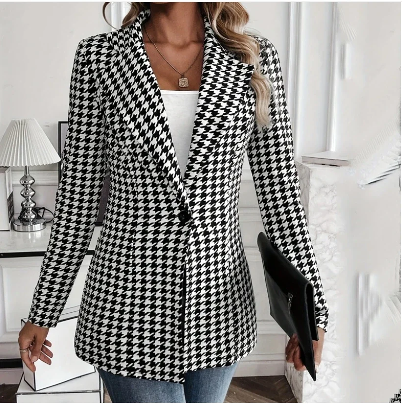 

2025 Elegant Blazer For Women Casual Long Sleeve Jackrt Fashion Striped Coats Autumn Winter New In Outerwears