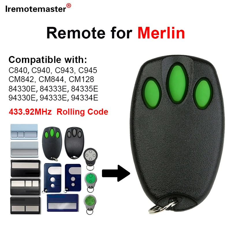 

Garage Door Remote Control 433.92MHz For 94355E 84335EML 84335E MERLIN+ C943 C945 CM842 CM844 CM128 1A5639-7 D-66793