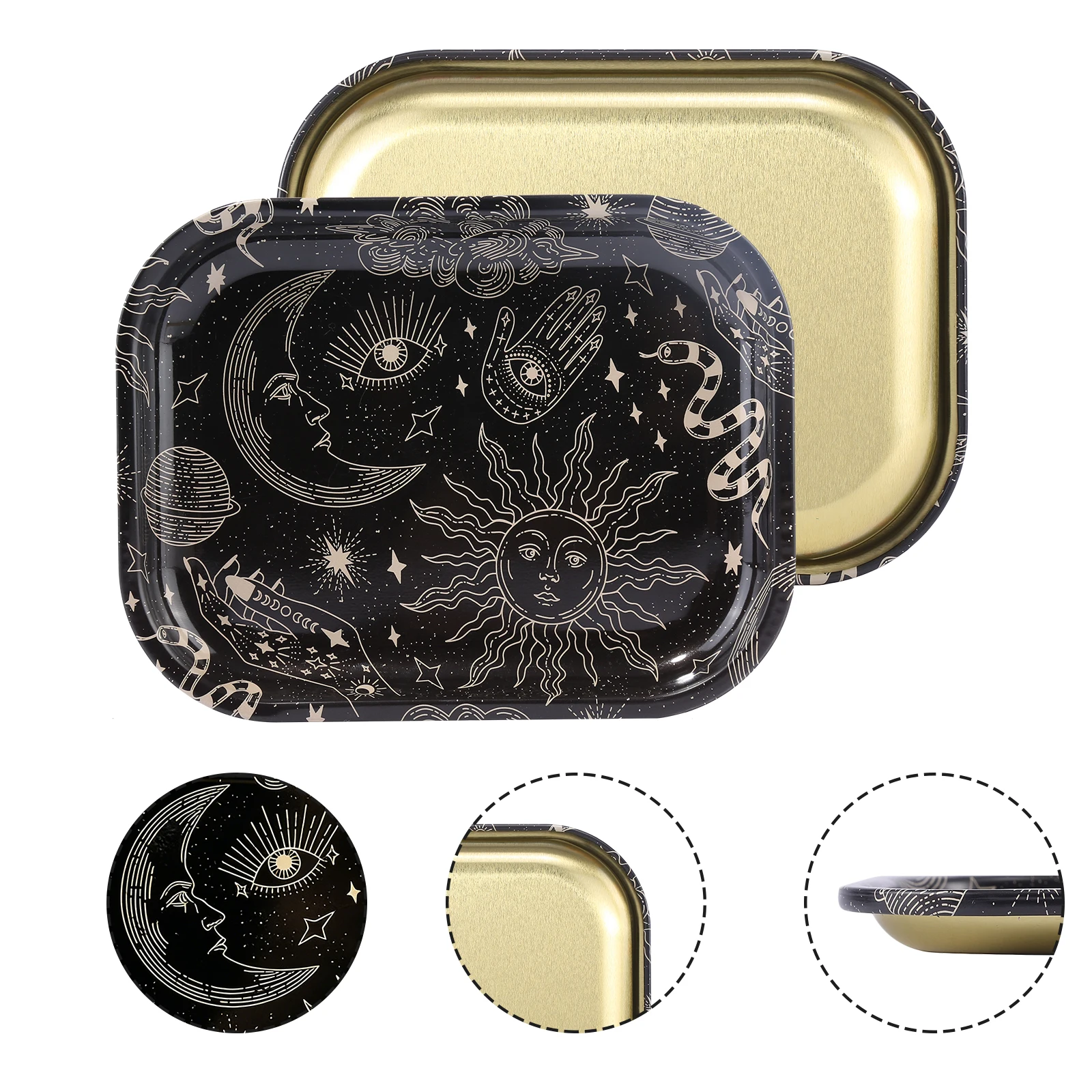 5.5*7inch Sun and Moon Metal Rolling Tray Smoking Accessory image 4