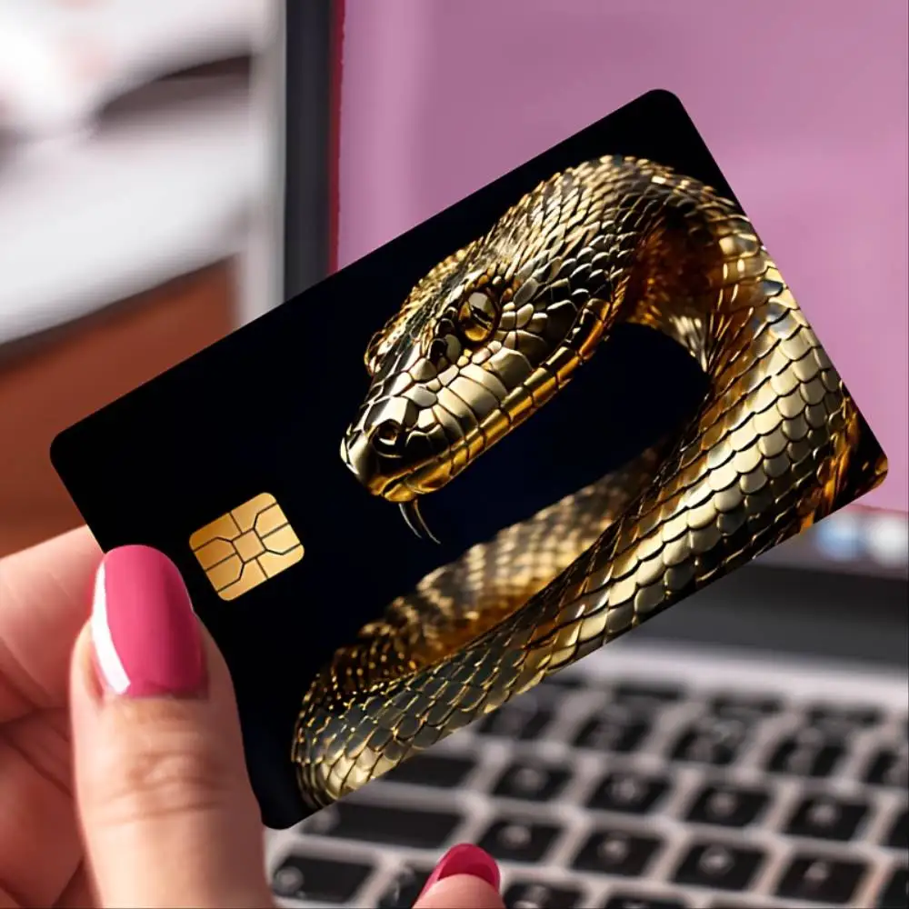 Golden Snake Credit Card Sticker Bubble Free PVC Decal For EBT Debit Transit Key Cards Casual Decor