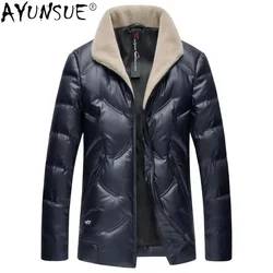 Ayune-Chaqueta de plumón para hombre, abrigo de invierno a la moda con cuello de piel de lana 100%, chaquetas cálidas impermeables, LXR628