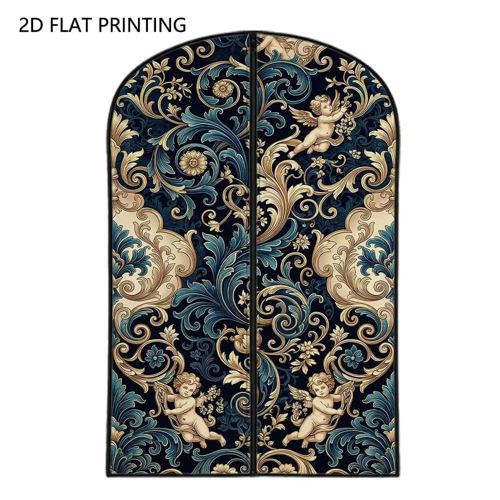 1pc Cherub Floral Compressed Dust Cover Clothes Compression Hanging Storage Bag Household Wardrobe Organizer