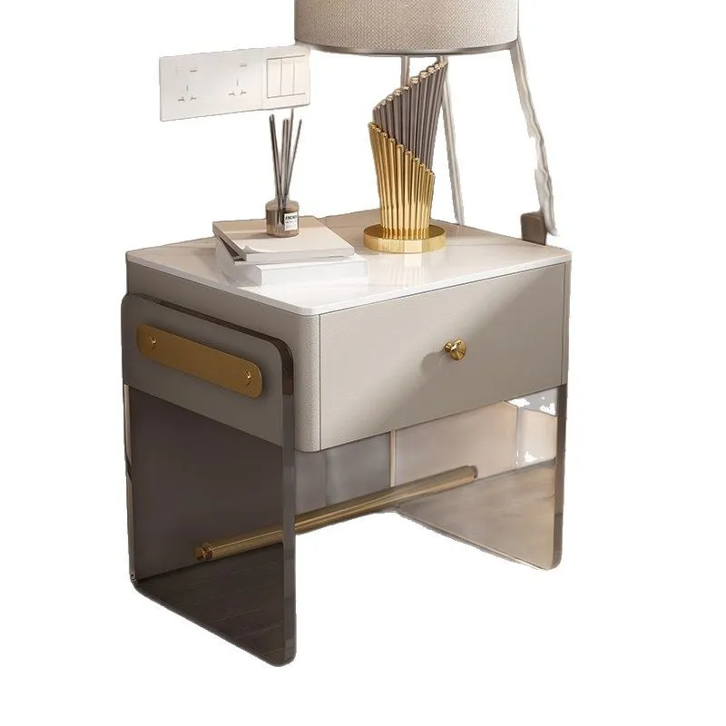 

Acrylic rock slab bedside table light luxury simple modern small high-end creative bedroom