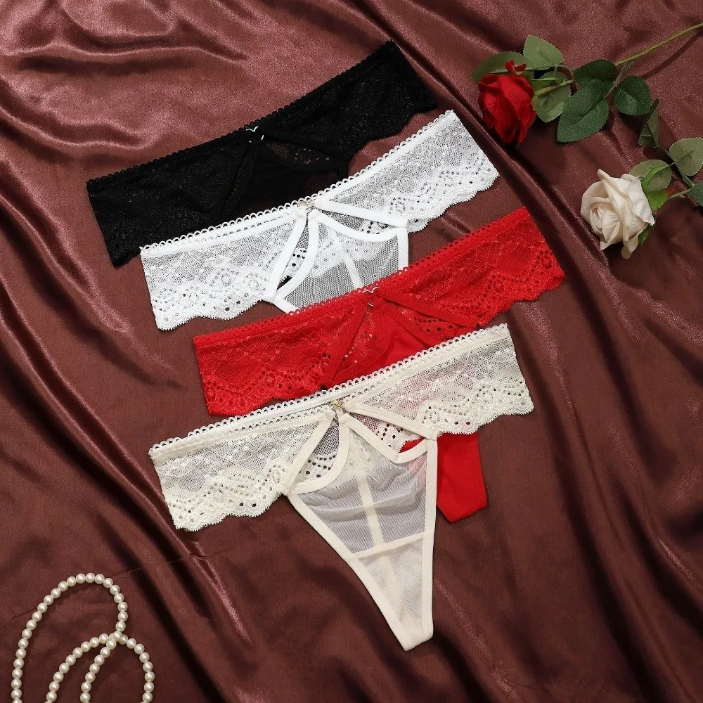 Low Waist Mesh Floral Panties Patchwork Heart-shaped Female Lingerie Lace Flower Transparent Briefs Hollow Underwear