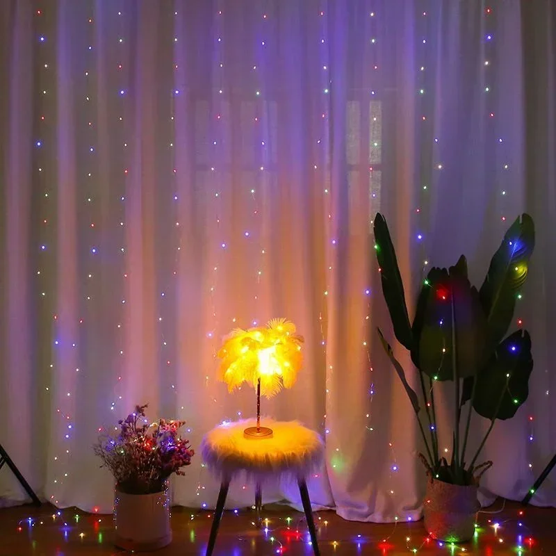 Imagem -03 - Usb Curtain Lights com Controle Remoto Fairy Lights String Janela e Jardim Lâmpada de Decoração para Casa Festa de Casamento Modos de Iluminação